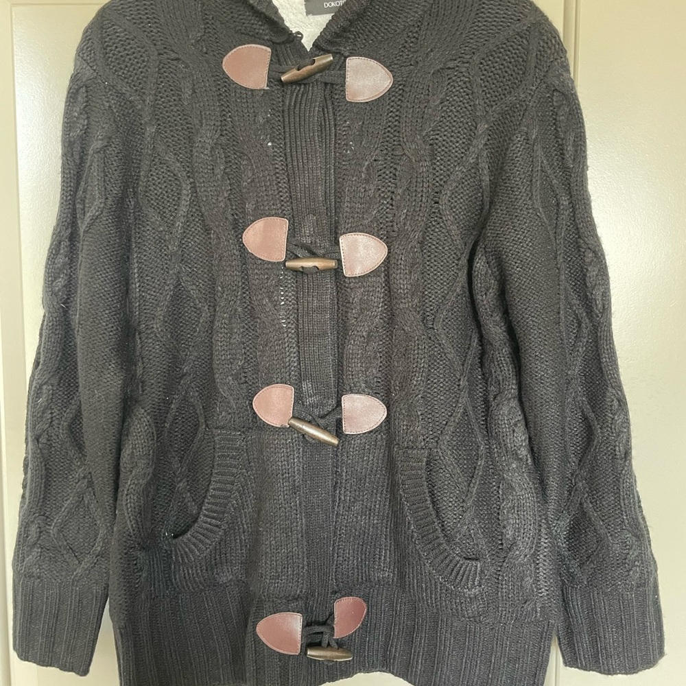 Elegant Black and Brown Toggle Cardigan